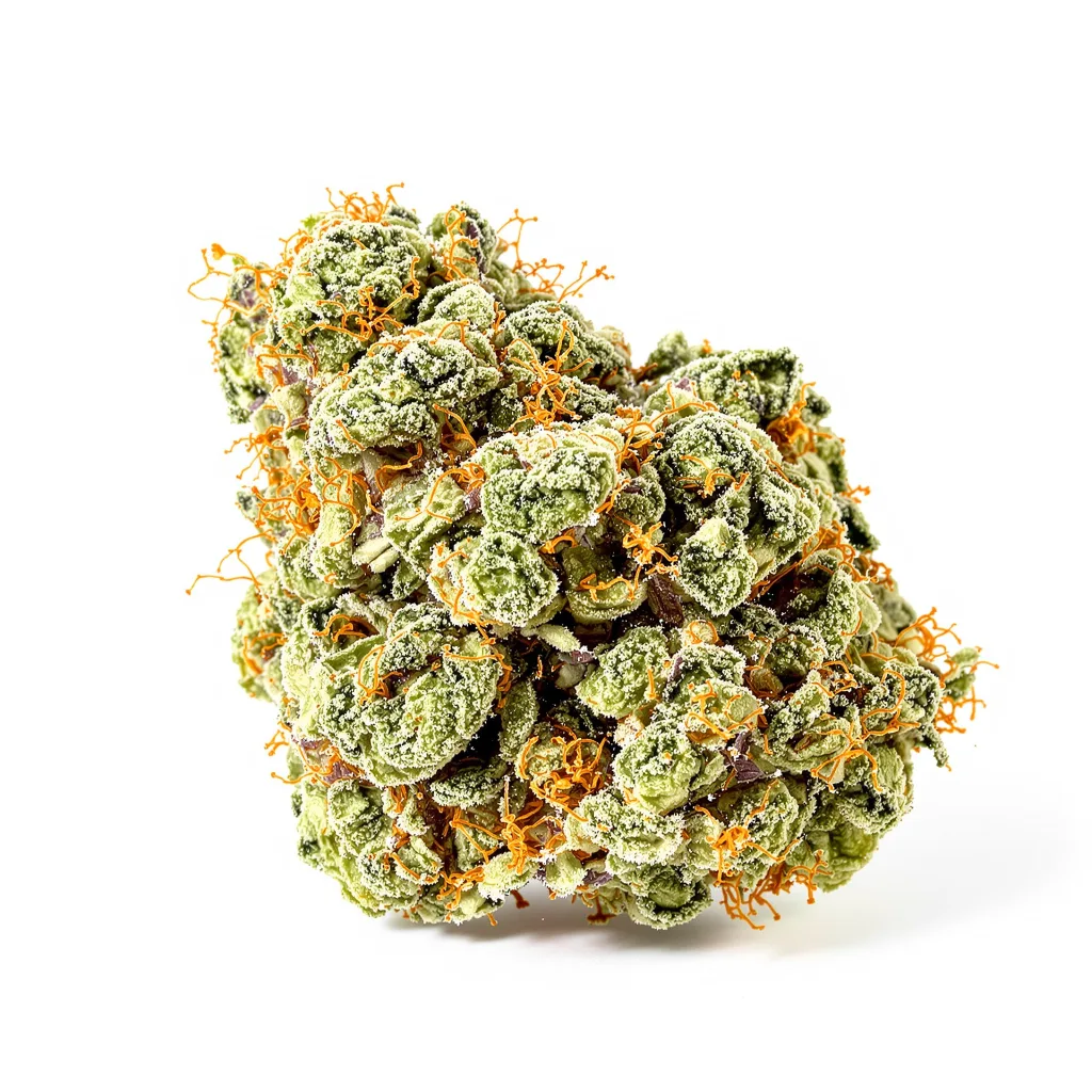 Green Queen 40% indica / 50% sativa — flor con tricomas visibles