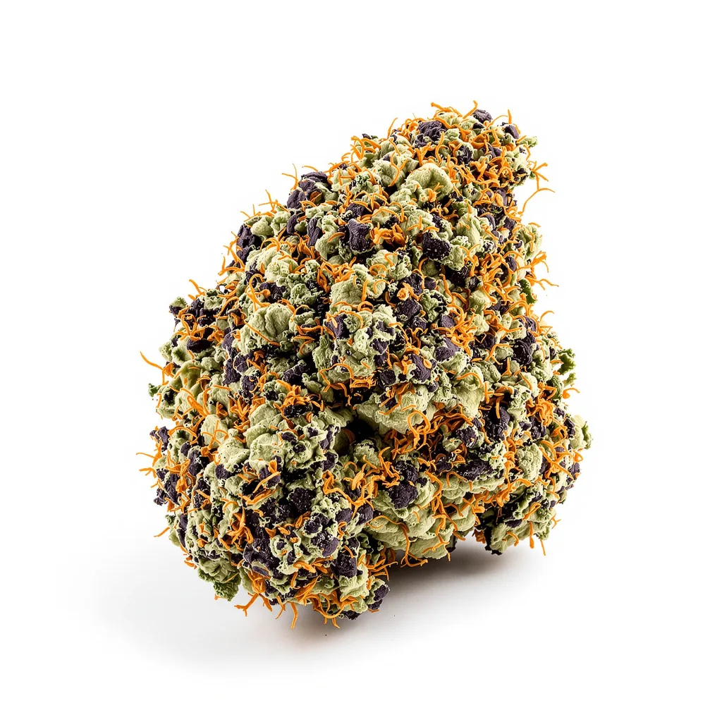 Green Ribbon 78% indica / 22% sativa — flor con tricomas visibles