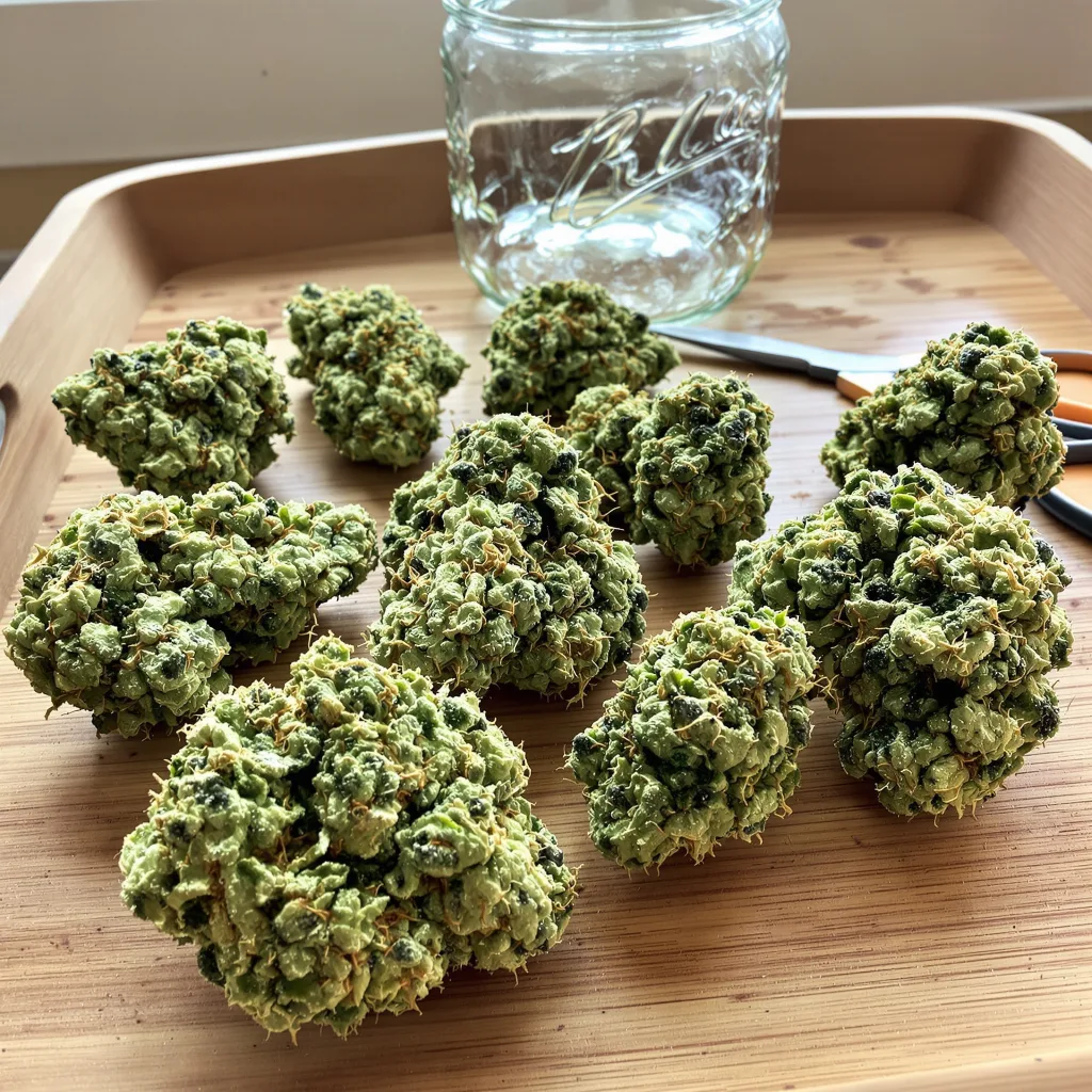 Grilled Cheese 22% indica / 78% sativa — flor con tricomas visibles