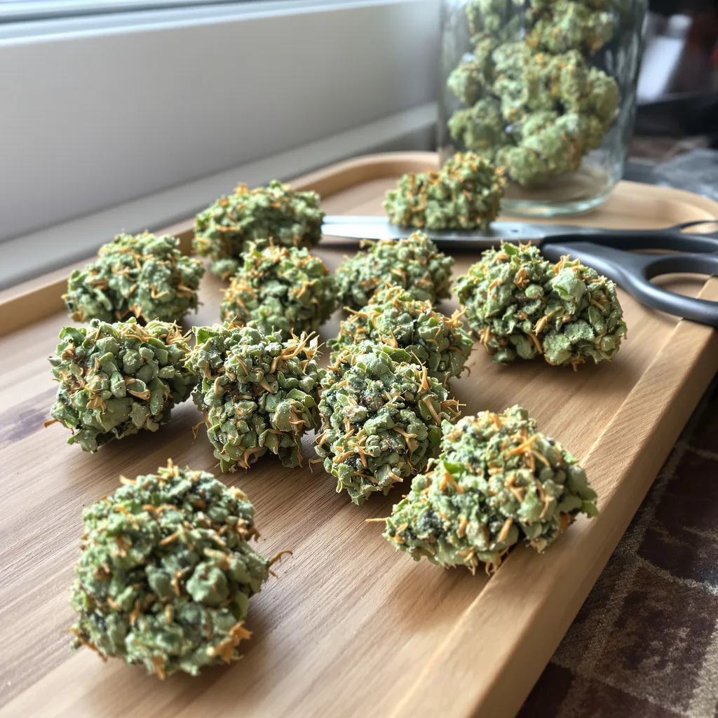 Grilled Cheese 22% indica / 78% sativa — flor con tricomas visibles