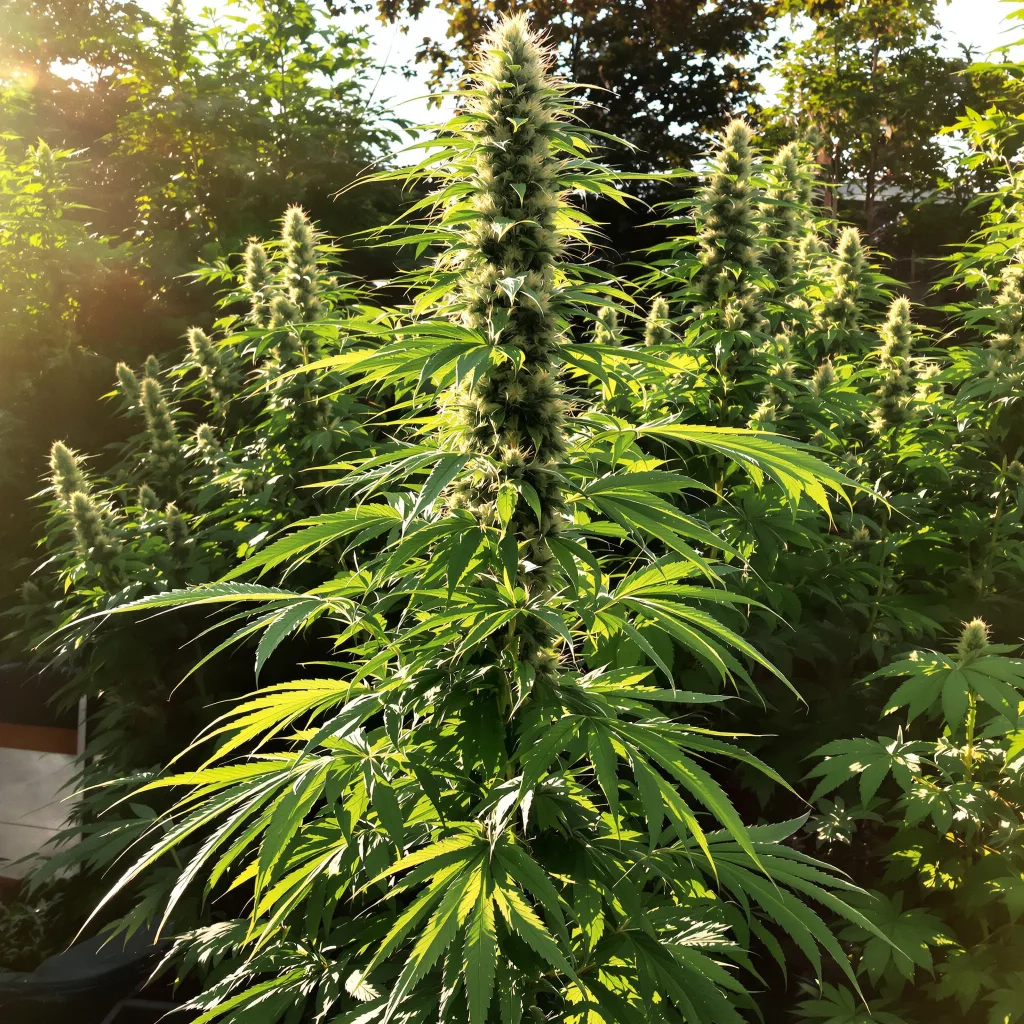 Grilled Cheese 22% indica / 78% sativa — flor con tricomas visibles