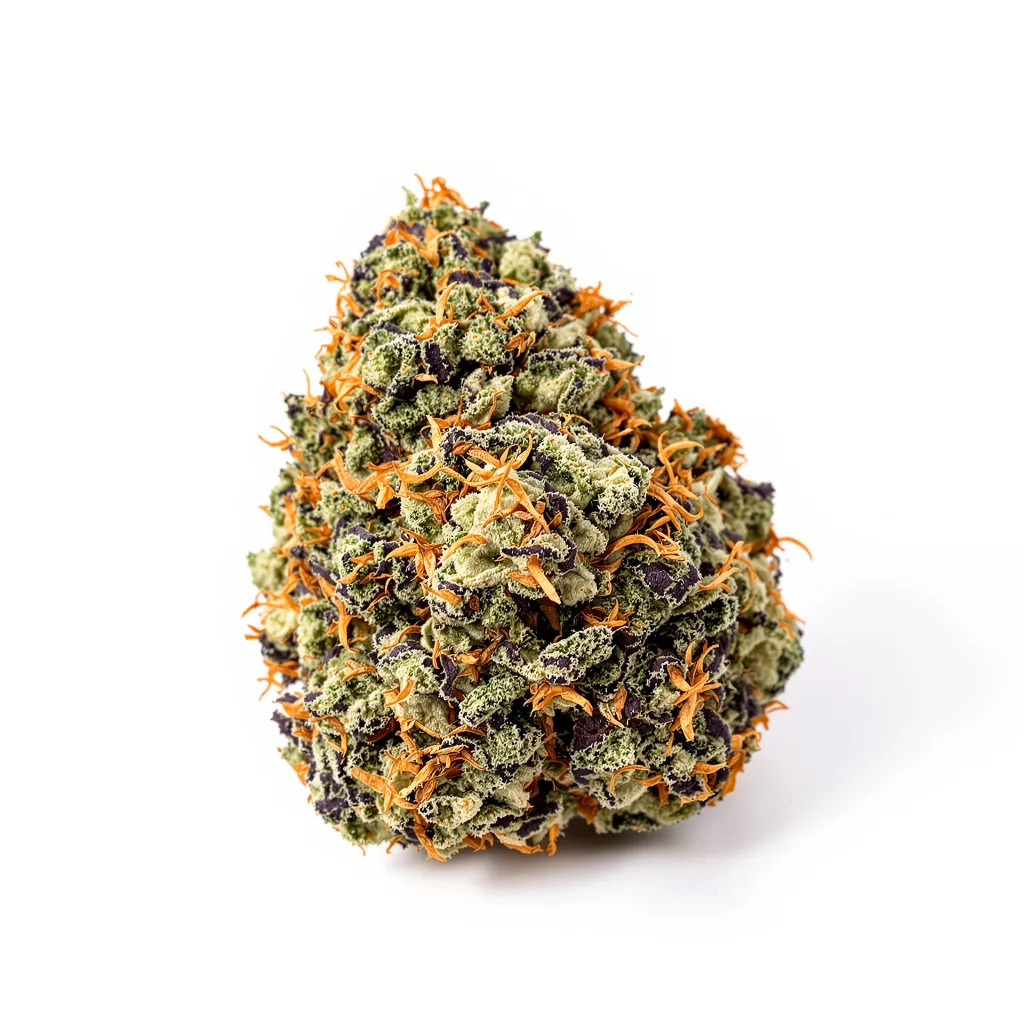 Grimace 79% indica / 21% sativa — flor con tricomas visibles