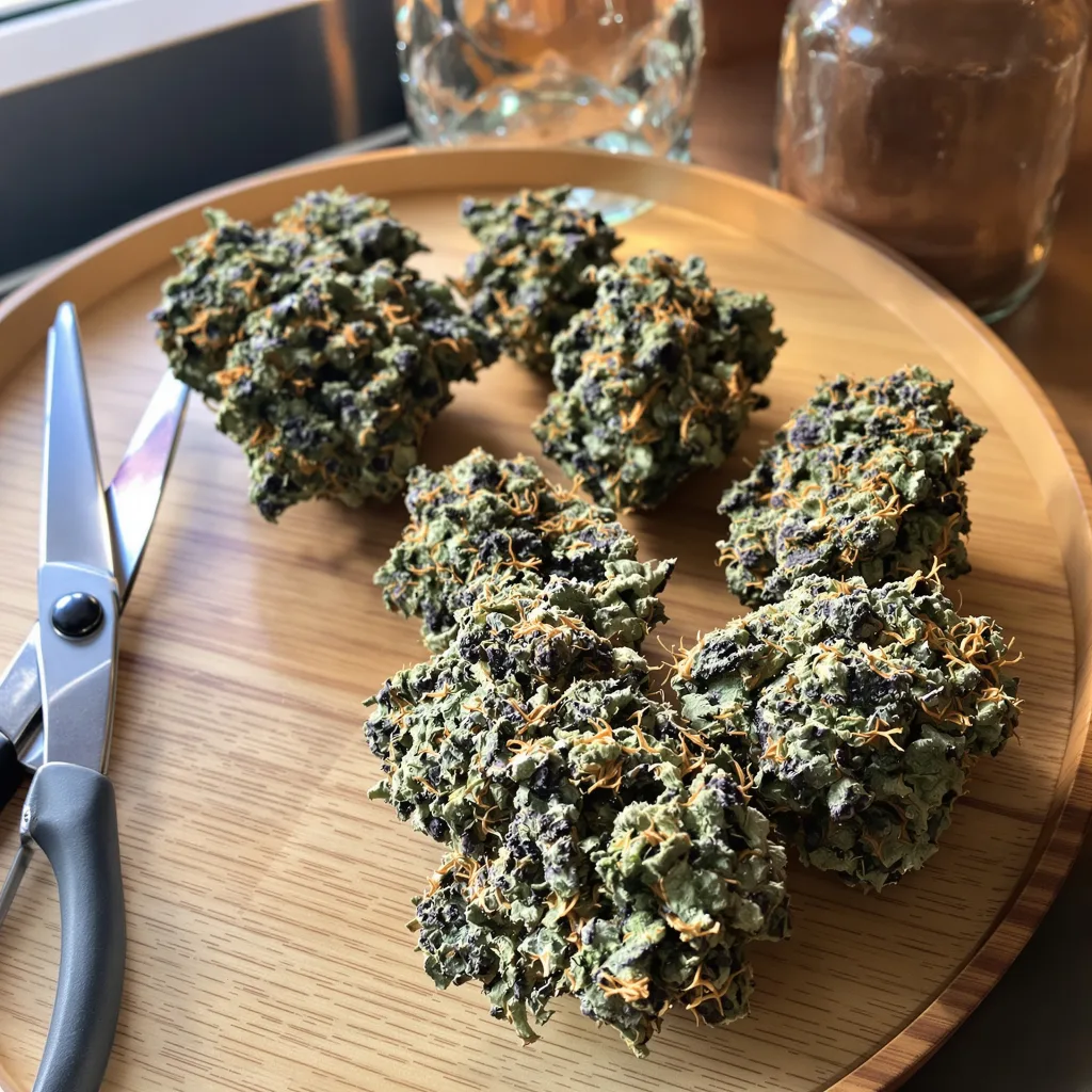 Guard Dawg 88% indica / 12% sativa — flor con tricomas visibles