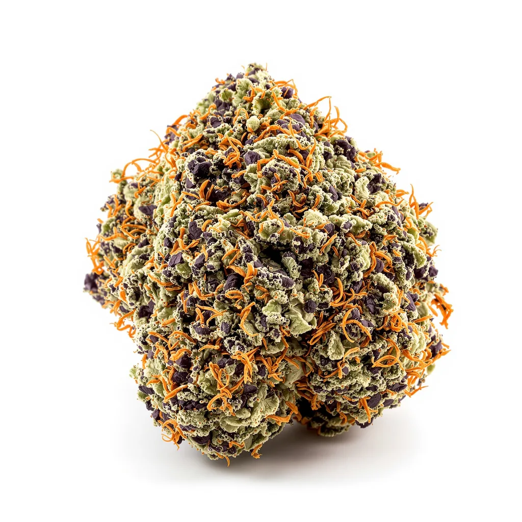 Guard Dawg 88% indica / 12% sativa — flor con tricomas visibles