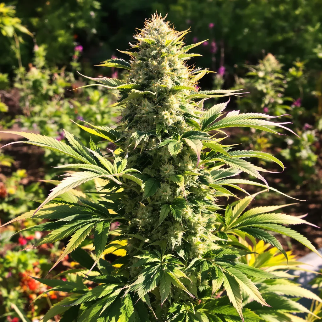 Gupta Kush 44% indica / 56% sativa — flor con tricomas visibles