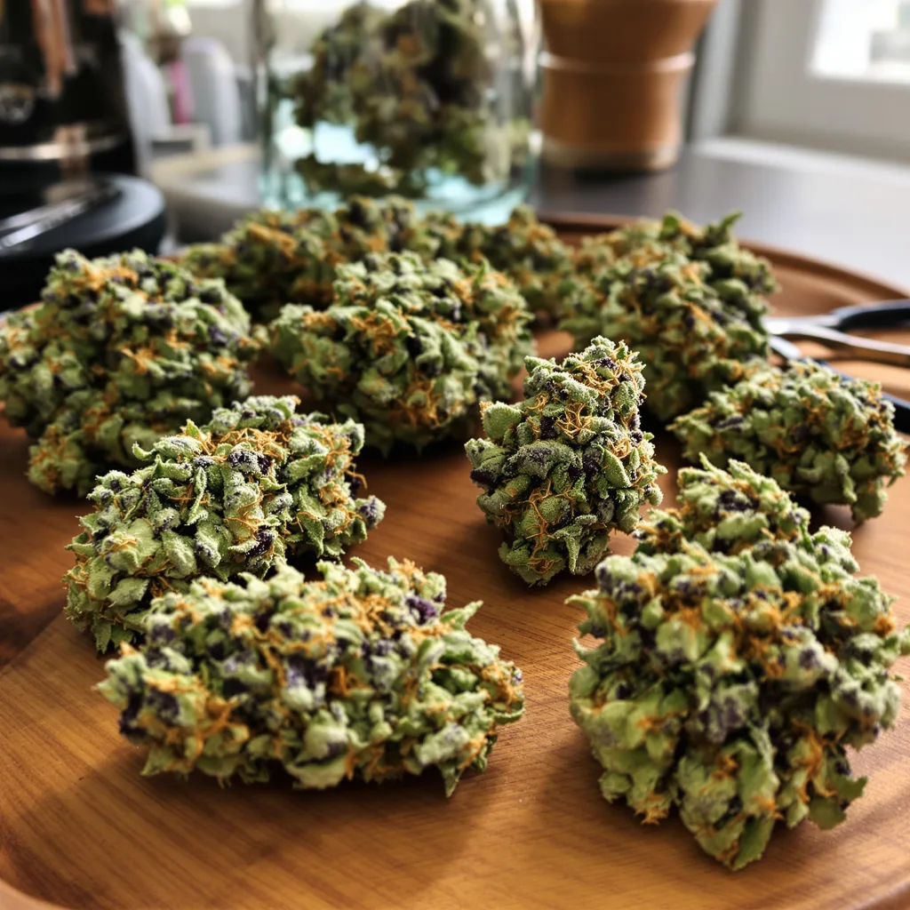 Guptilla 58% indica / 42% sativa — flor con tricomas visibles