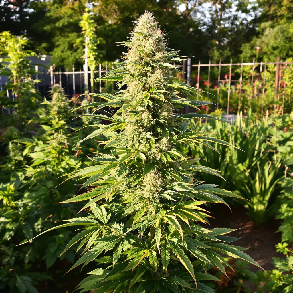 Han Burger 52% indica / 48% sativa — flor con tricomas visibles