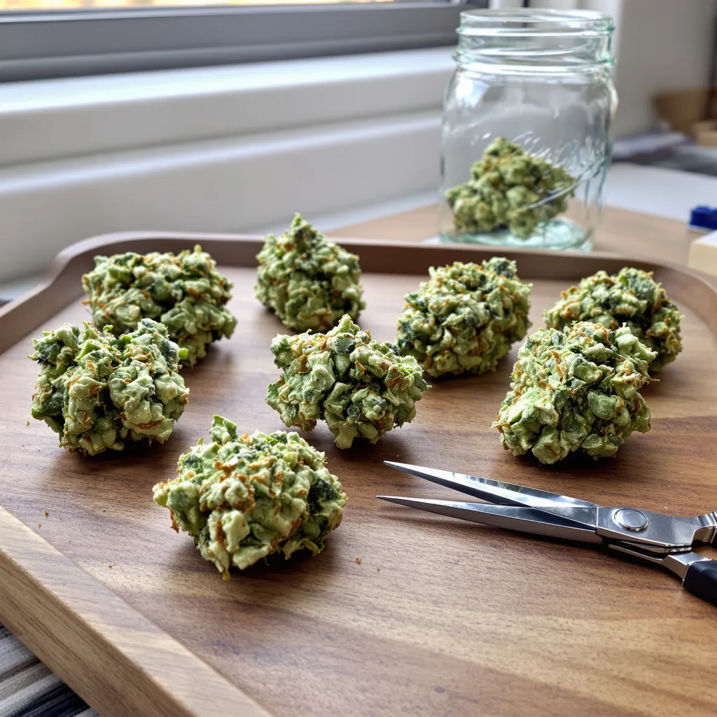 Harle-Tsu CBD 47% indica / 53% sativa — flor con tricomas visibles