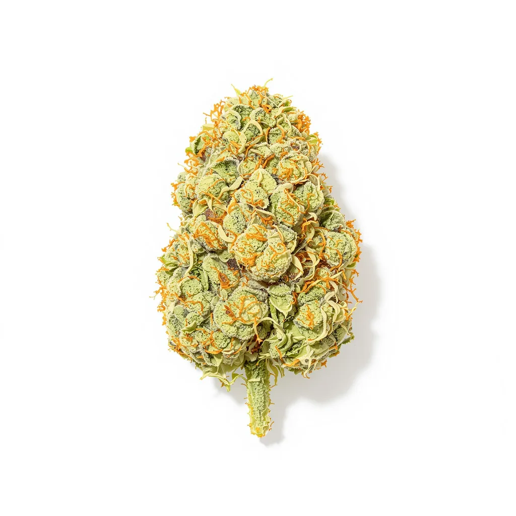 Harle-Tsu CBD 47% indica / 53% sativa — flor con tricomas visibles