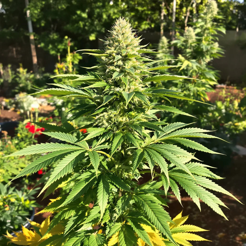 Harmonia 84% indica / 16% sativa — flor con tricomas visibles