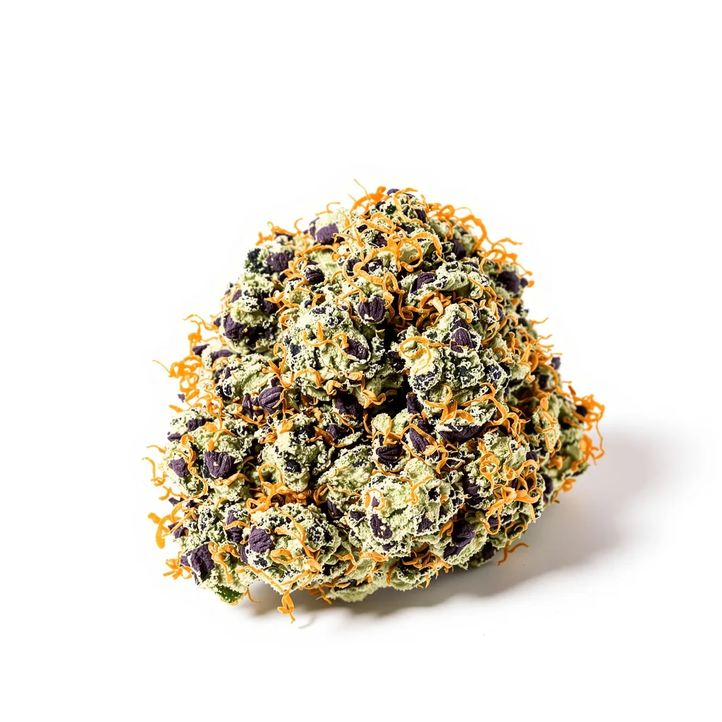 Hashbar OG 65% indica / 35% sativa — flor con tricomas visibles