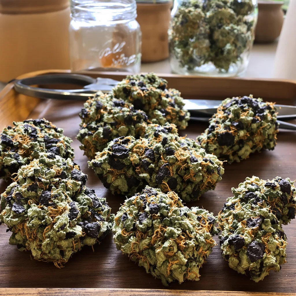 Hashbar OG 65% indica / 35% sativa — flor con tricomas visibles