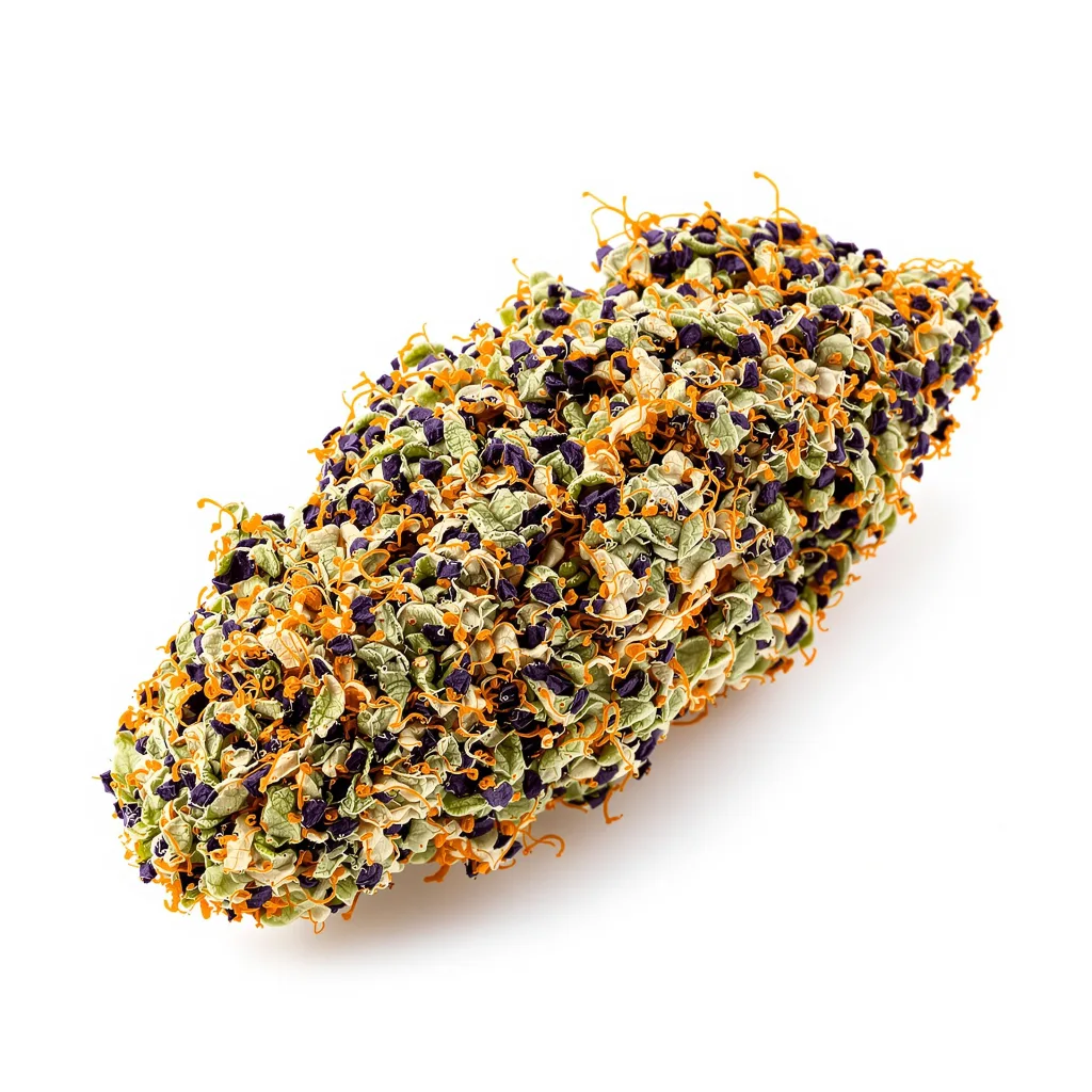Hashberry 70% indica / 30% sativa — flor con tricomas visibles