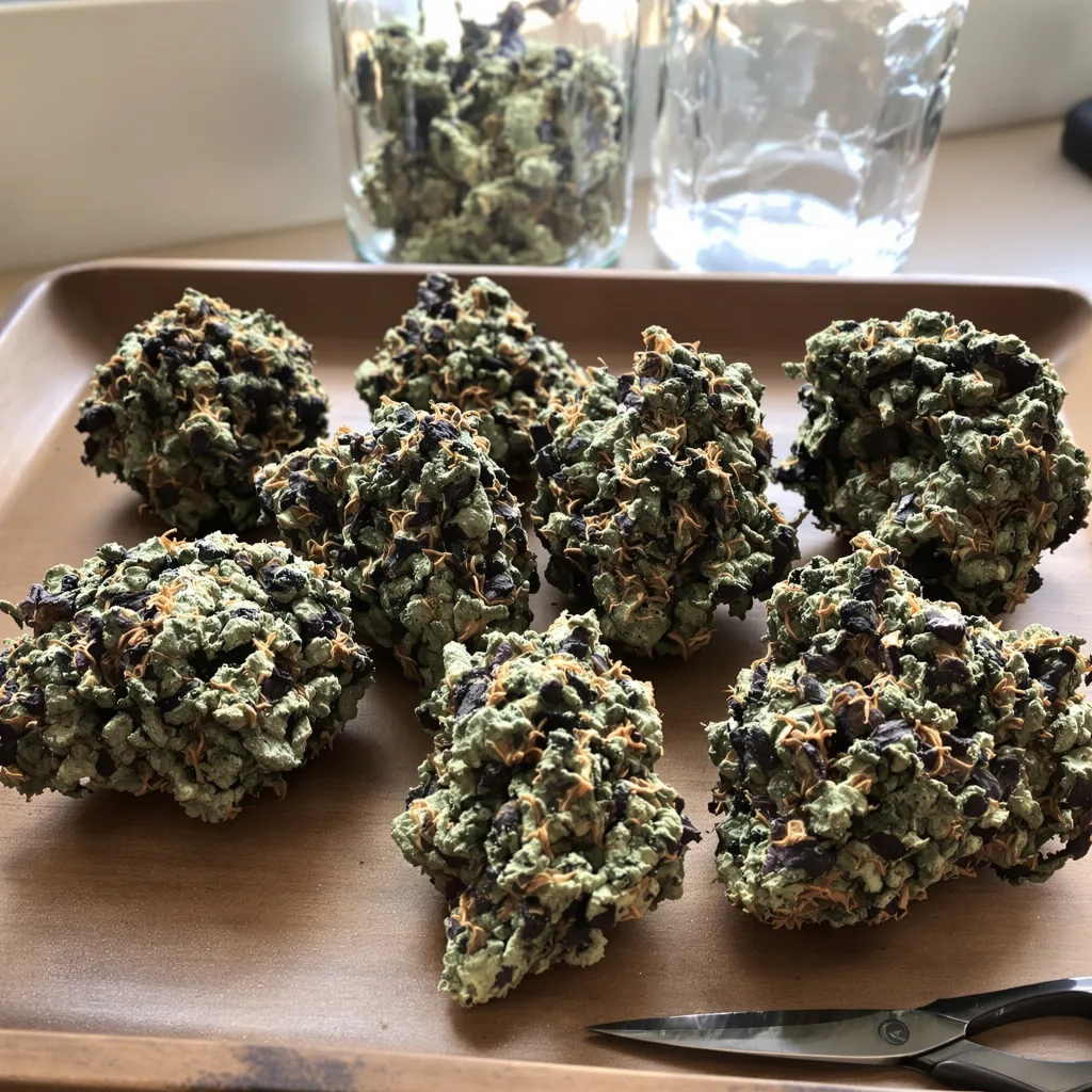Hawaiian 84% indica / 16% sativa — flor con tricomas visibles