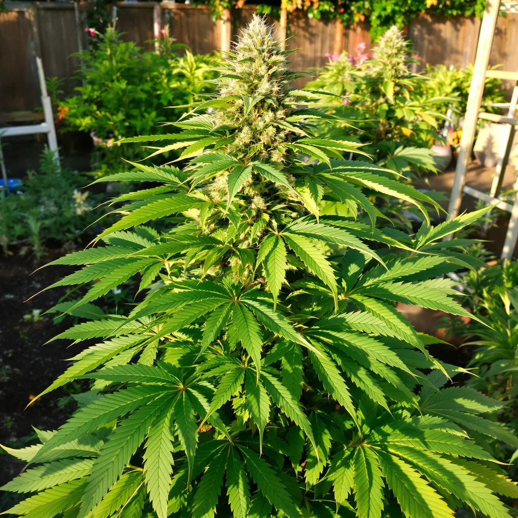 Hawaiian 84% indica / 16% sativa — flor con tricomas visibles