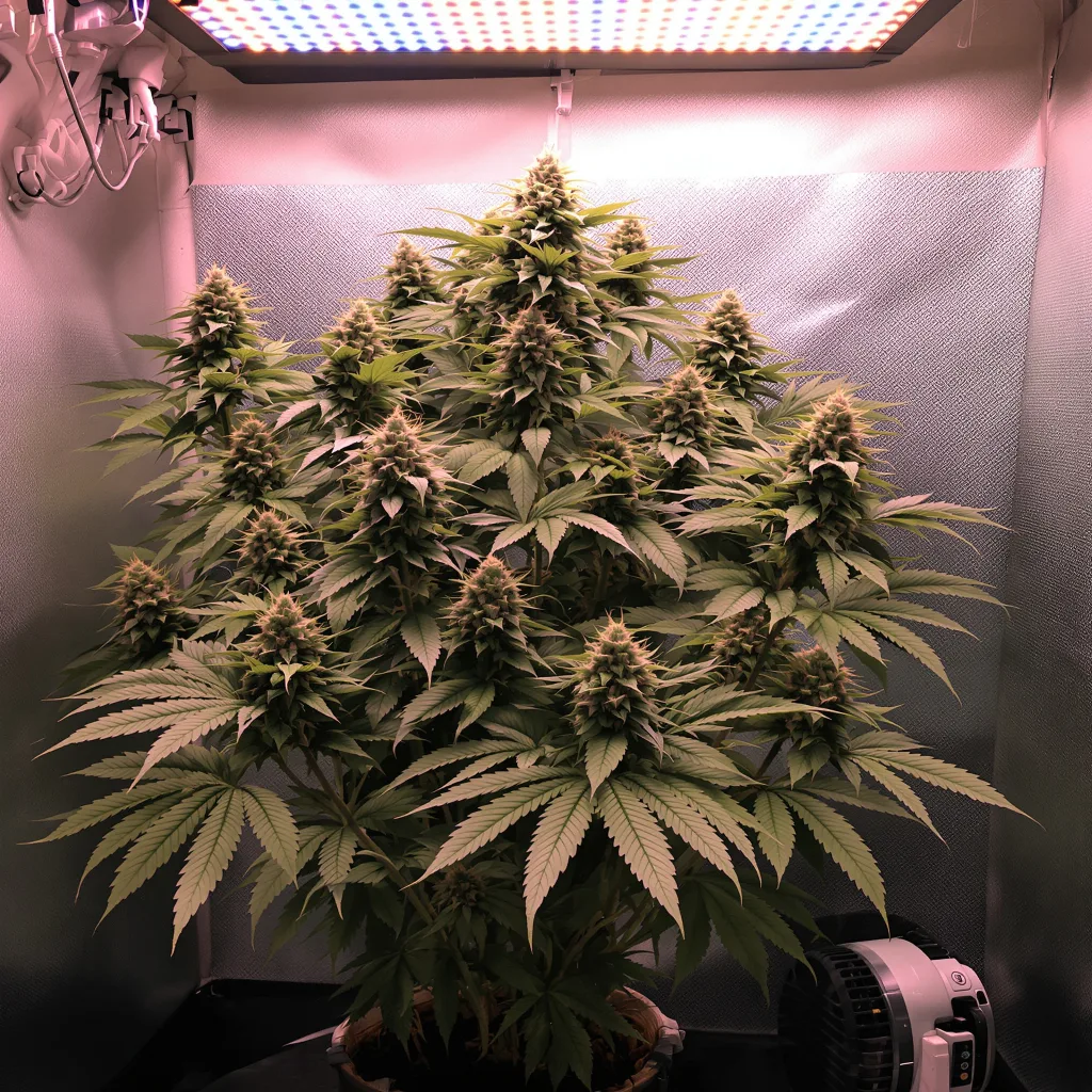 Planta de cannabis Hawaiian Purple Kush en fase de floración — 60-100 cm autofloración
