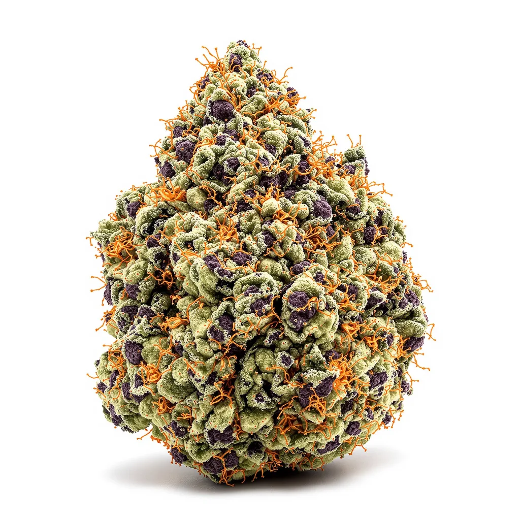 Haze XL 67% indica / 33% sativa — flor con tricomas visibles