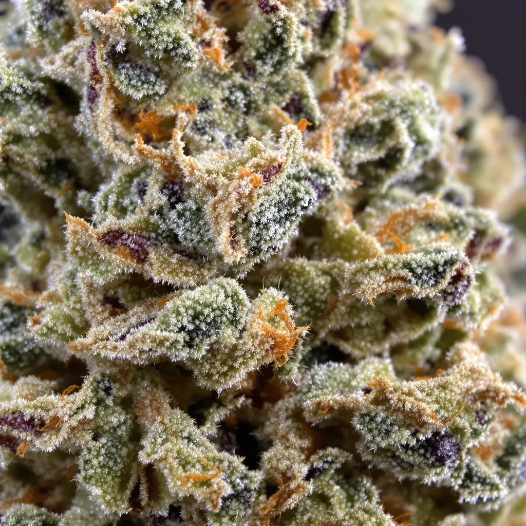 Primer plano de cogollo de cannabis Headband mostrando cogollos densos verde bosque