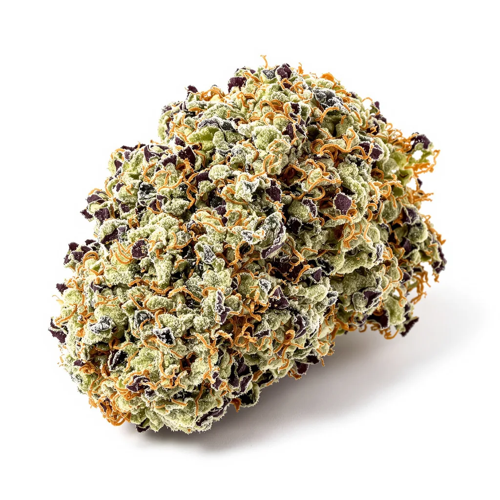 Headband 60% indica / 40% sativa — flor con tricomas visibles