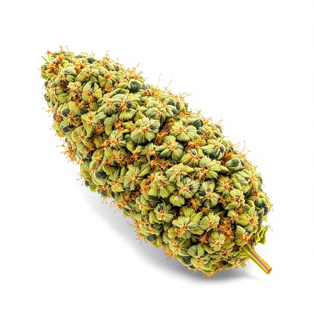 Hektol 21% indica / 79% sativa — flor con tricomas visibles