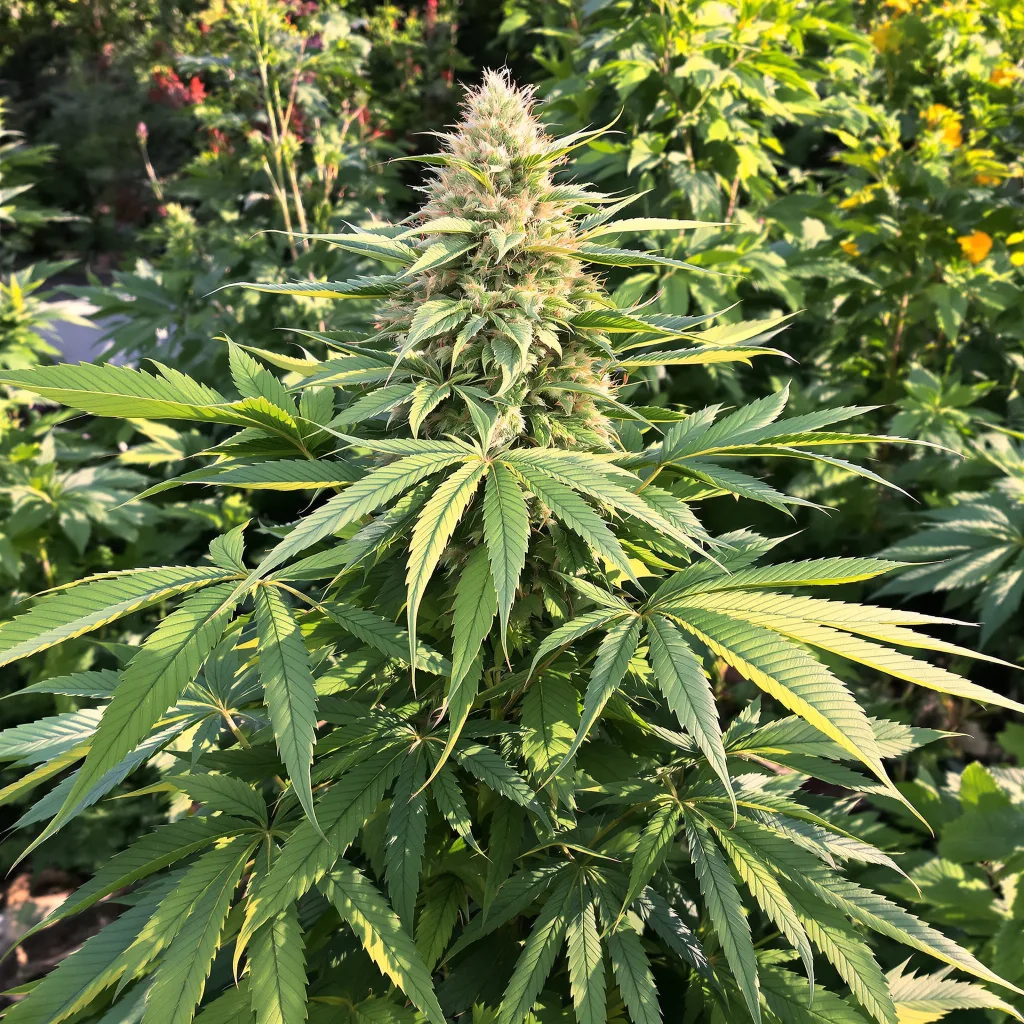Hell's OG 80% indica / 20% sativa — flor con tricomas visibles
