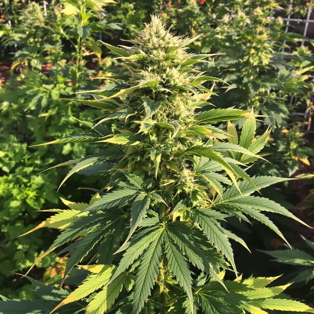 Hells OG Haze 87% indica / 13% sativa — flor con tricomas visibles
