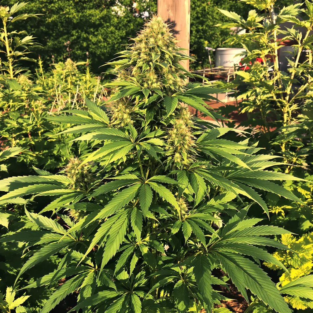 Herijuana 68% indica / 32% sativa — flor con tricomas visibles
