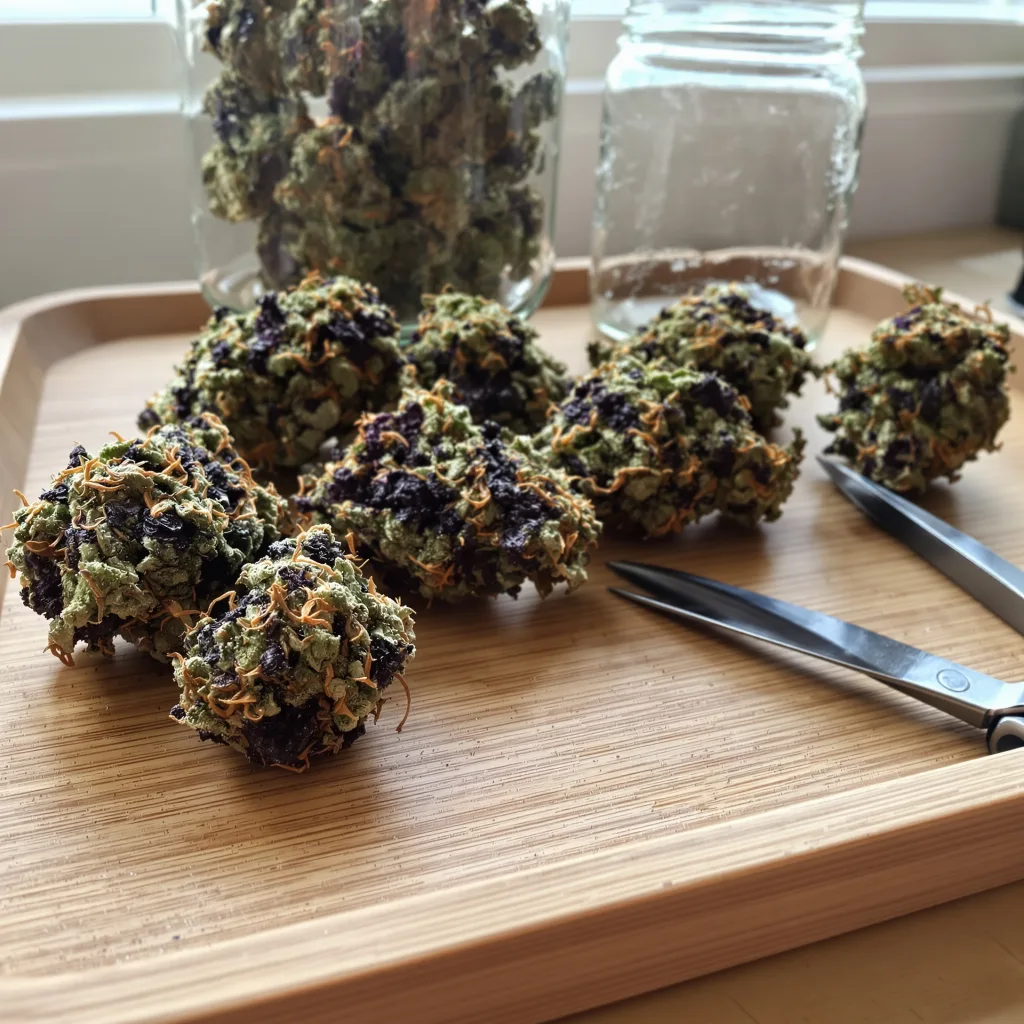 Hindu Skunk 70% indica / 30% sativa — flor con tricomas visibles