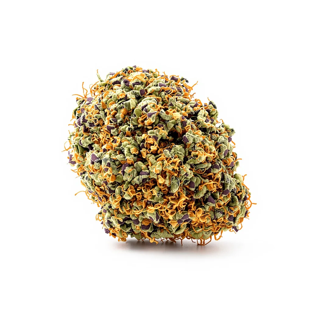 Hog's Breath 66% indica / 34% sativa — flor con tricomas visibles