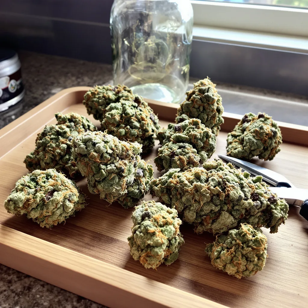 Holy Grail Kush 60% indica / 40% sativa — flor con tricomas visibles
