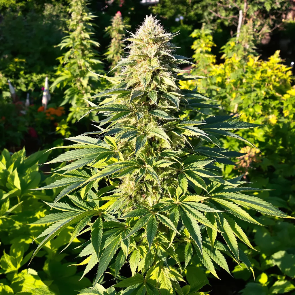 Honey Bananas 84% indica / 16% sativa — flor con tricomas visibles