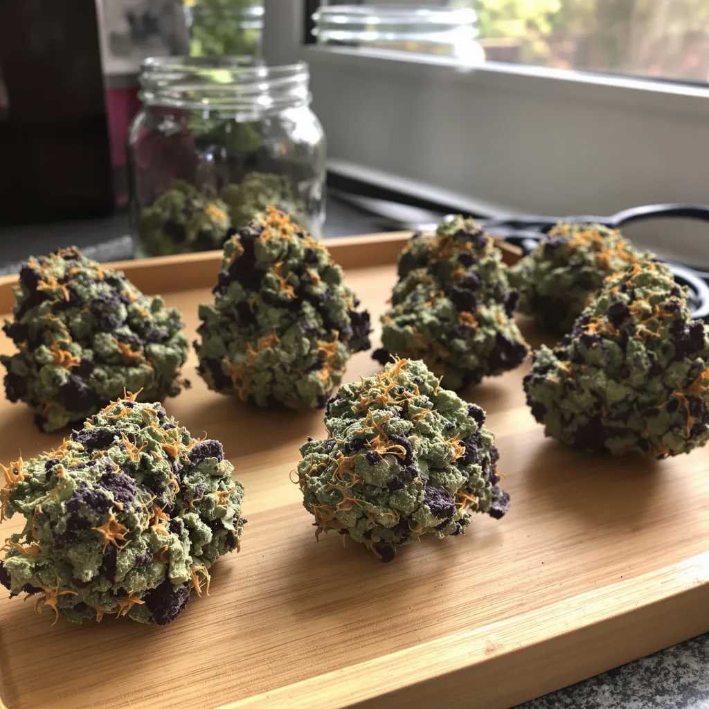 Hood Candy 76% indica / 24% sativa — flor con tricomas visibles