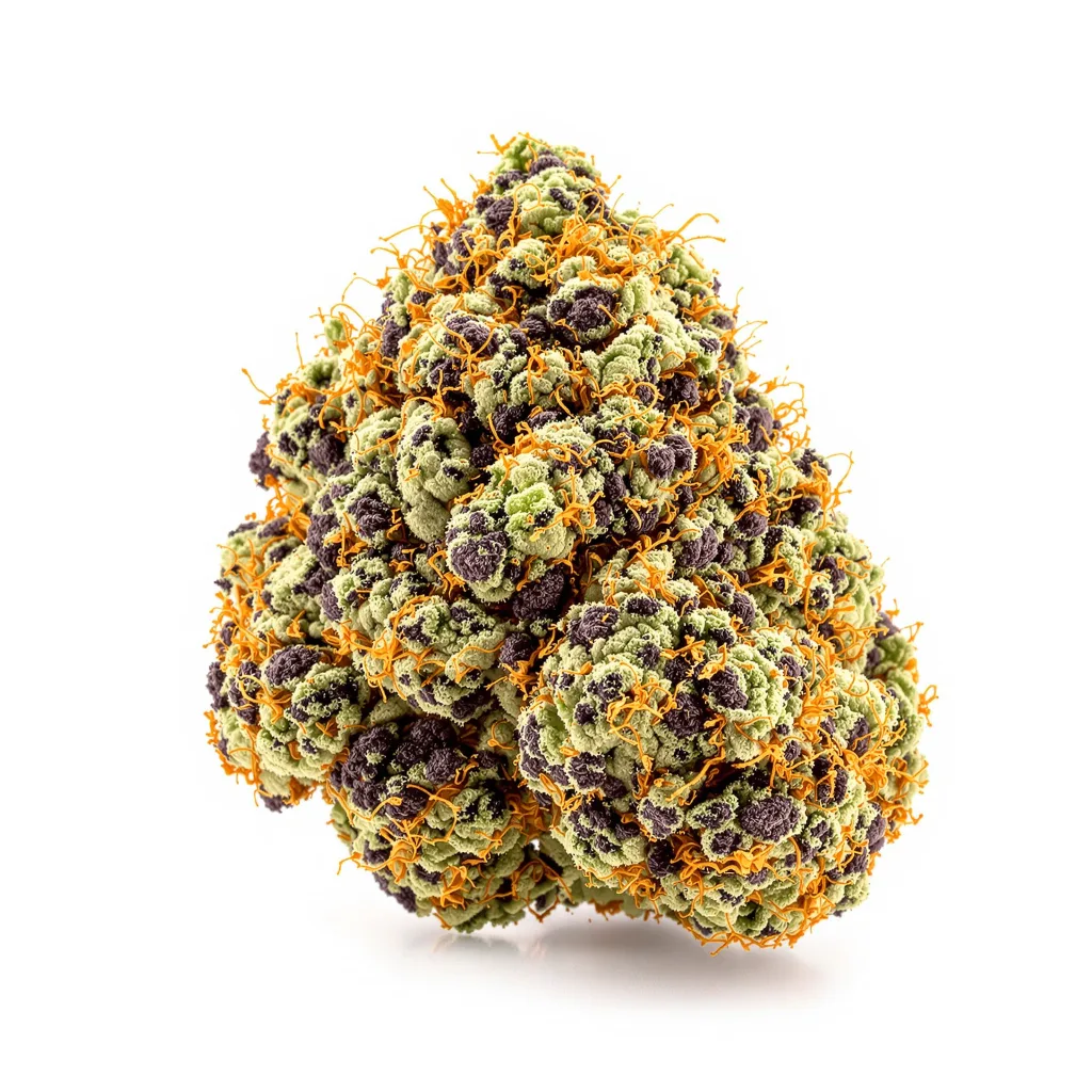 I-95 71% indica / 29% sativa — flor con tricomas visibles