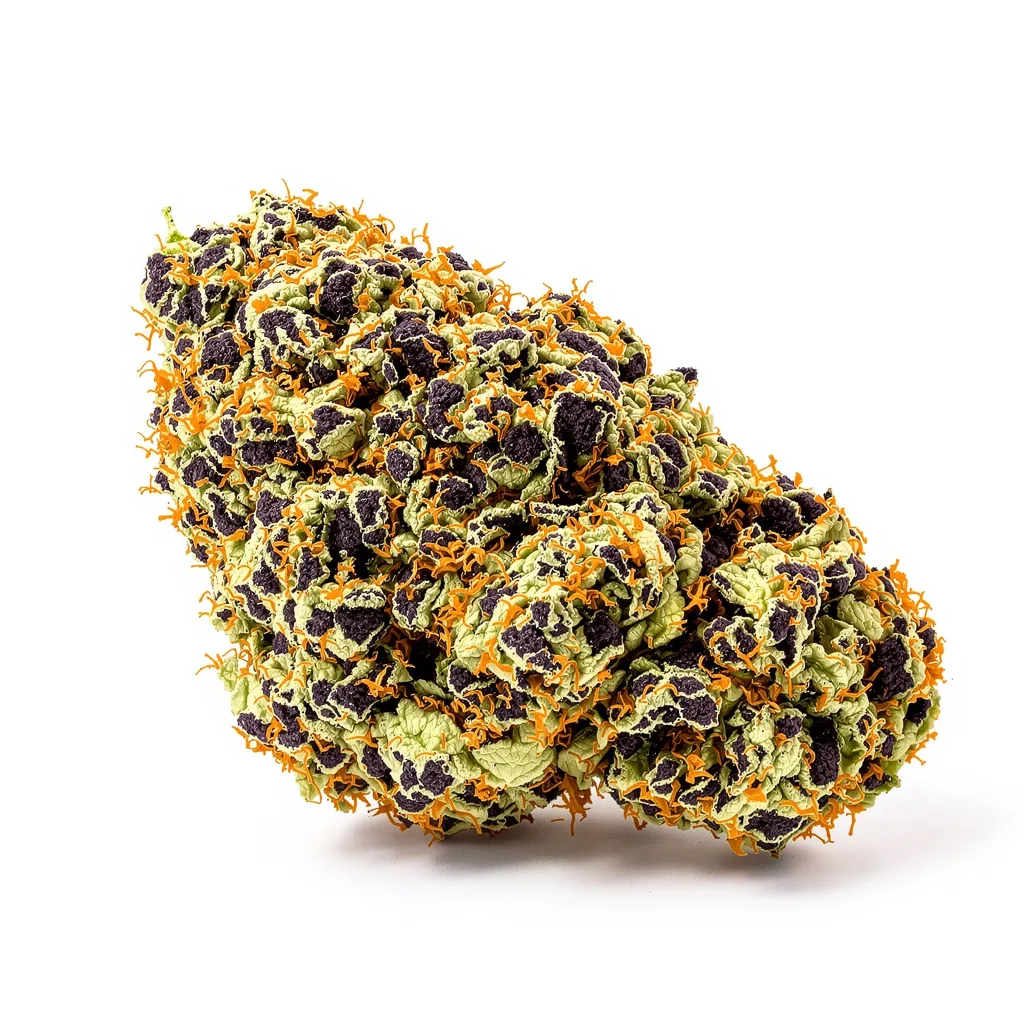Illuminati OG 80% indica / 20% sativa — flor con tricomas visibles
