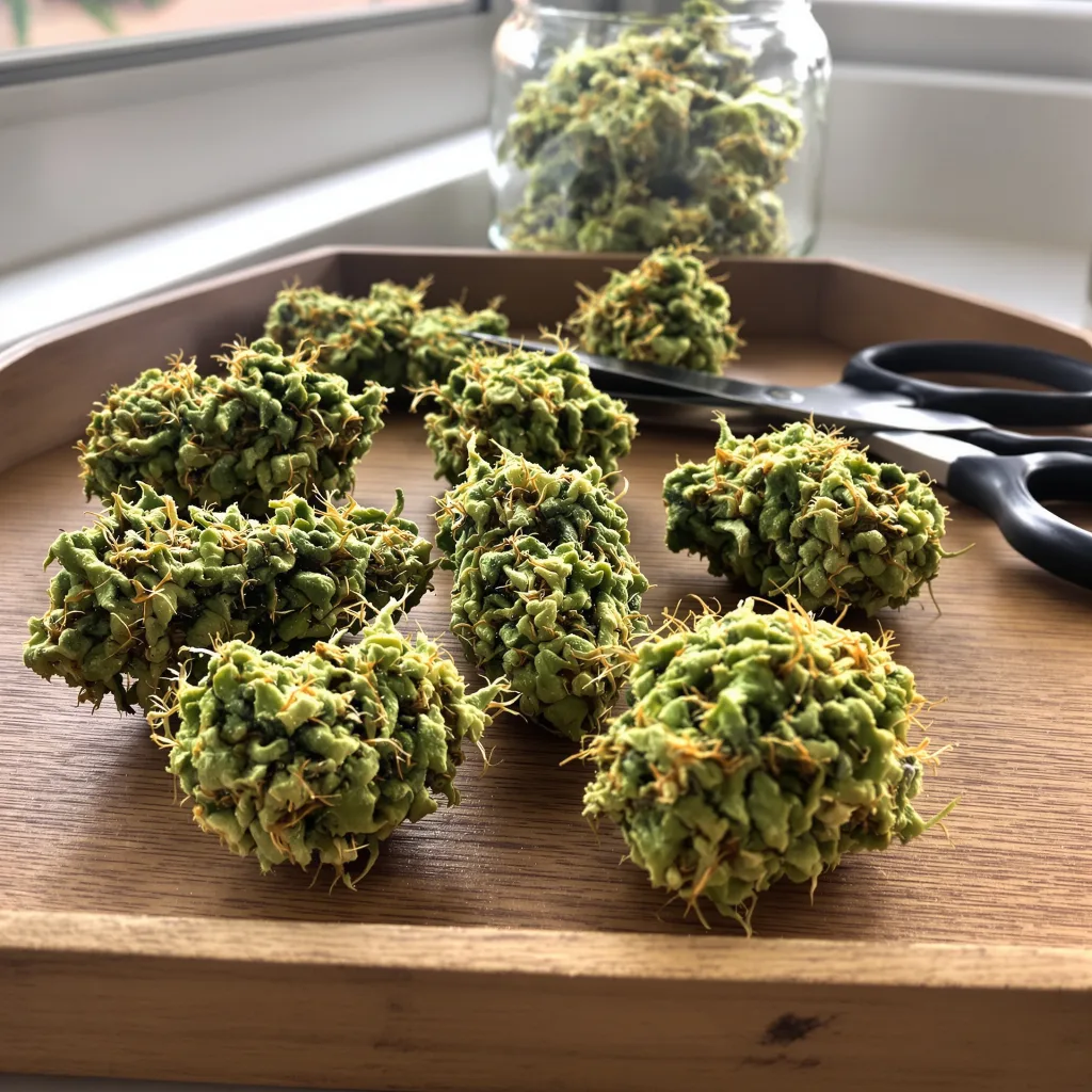 Industrial Plant 20% indica / 80% sativa — flor con tricomas visibles