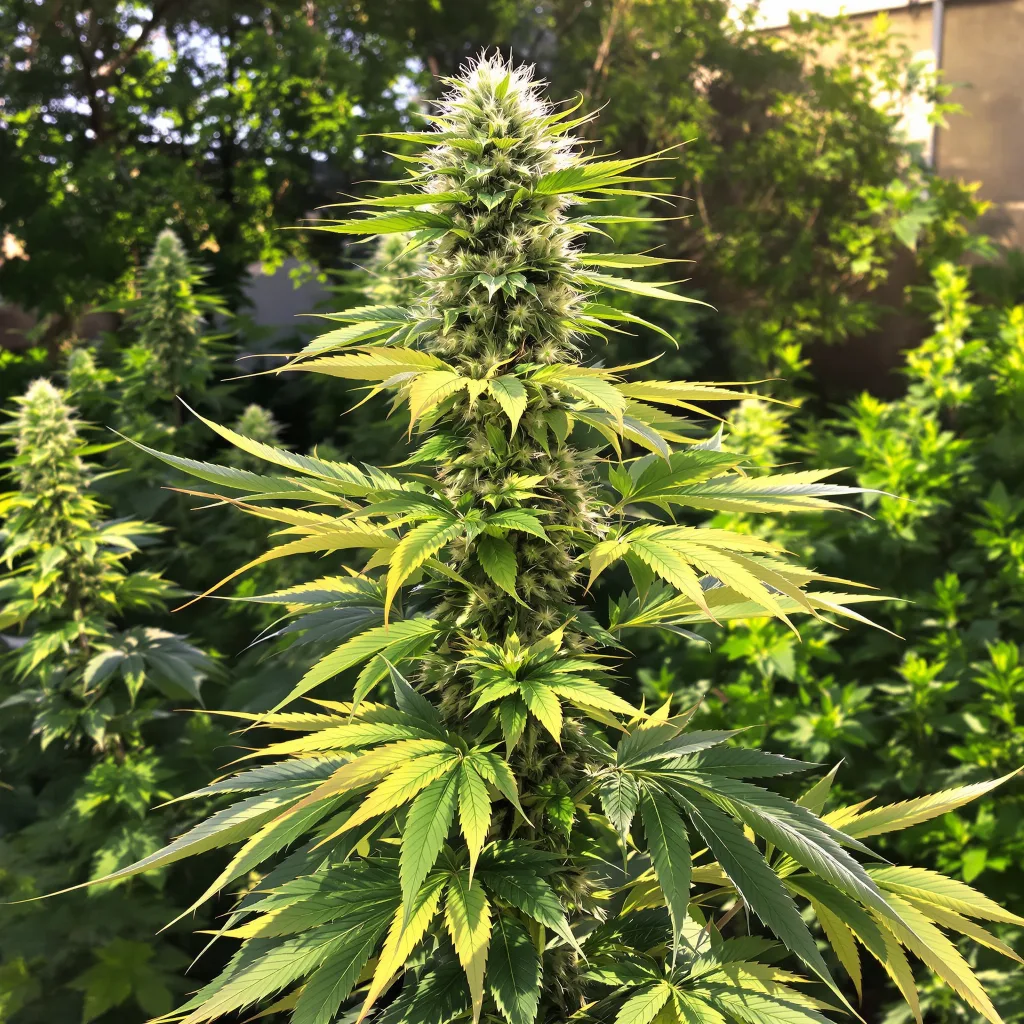 Industrial Plant 20% indica / 80% sativa — flor con tricomas visibles