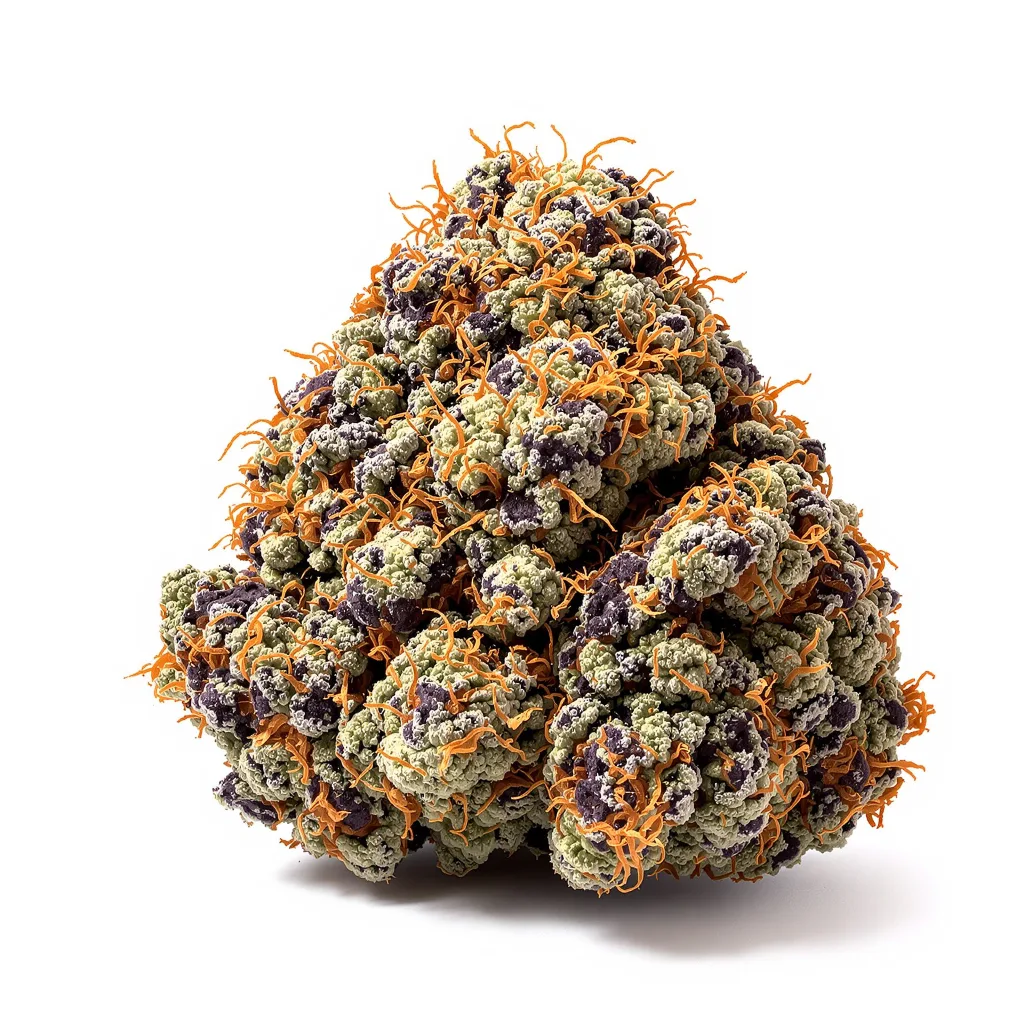 Ingrid 69% indica / 31% sativa — flor con tricomas visibles