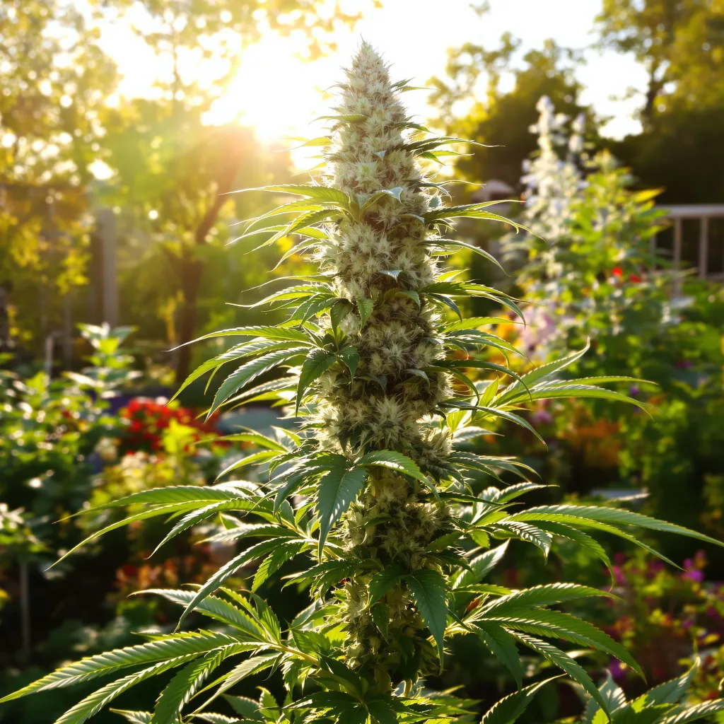 Iron Triangle 44% indica / 56% sativa — flor con tricomas visibles