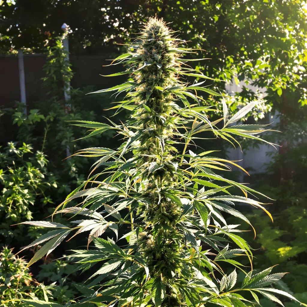 Island Sweet Skunk 25% indica / 75% sativa — flor con tricomas visibles