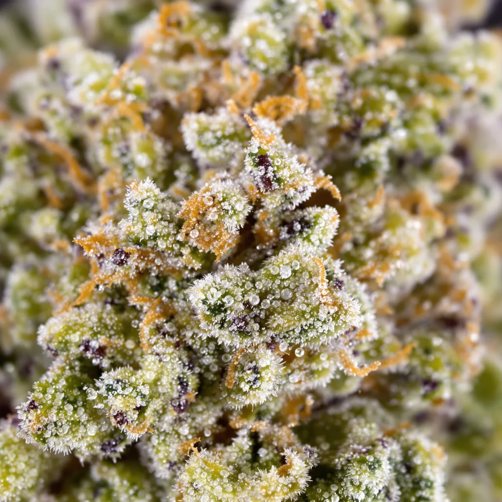 Primer plano de cogollo de cannabis Jack Flash mostrando cogollos densos verde bosque