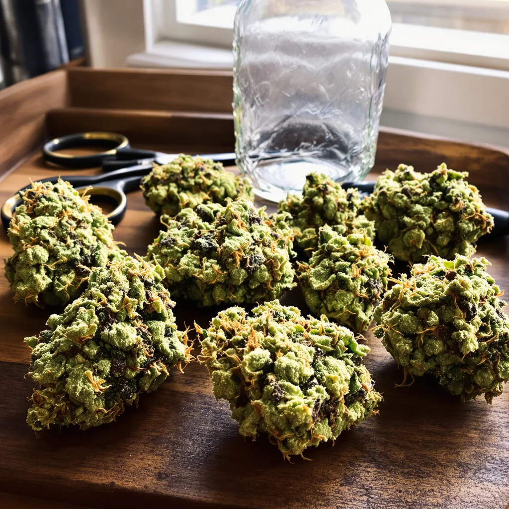 Jack Flash 60% indica / 40% sativa — flor con tricomas visibles