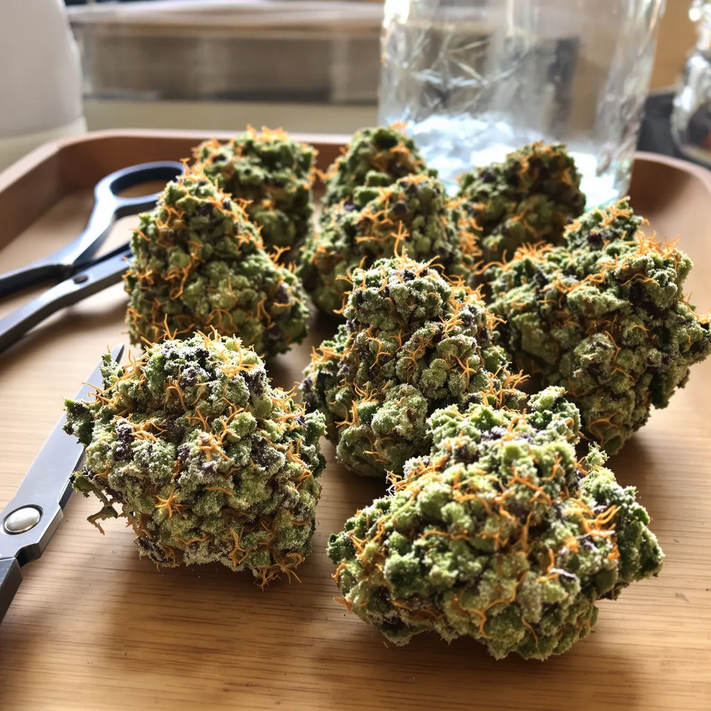 Jack Frost 50% indica / 50% sativa — flor con tricomas visibles