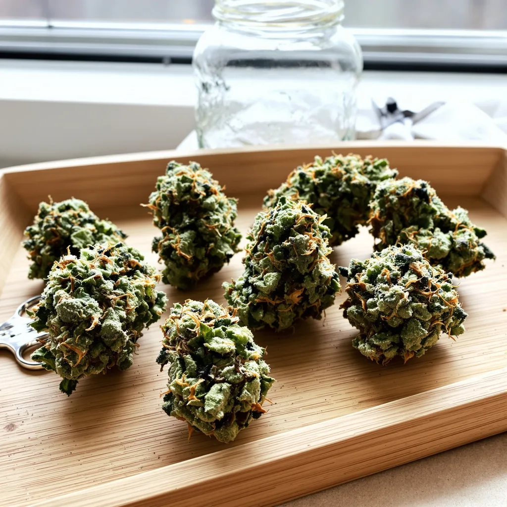 Jack Herer 45% indica / 55% sativa — flor con tricomas visibles