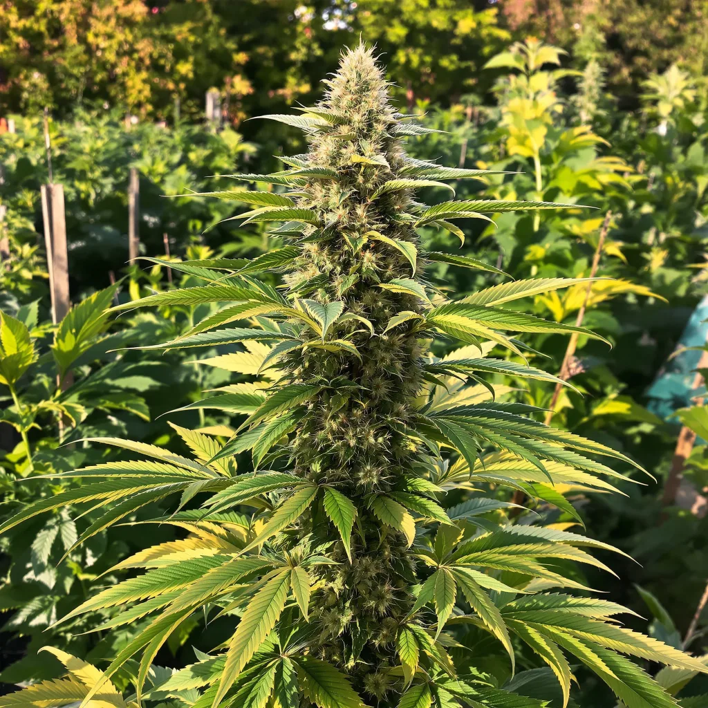Jack Herer 45% indica / 55% sativa — flor con tricomas visibles