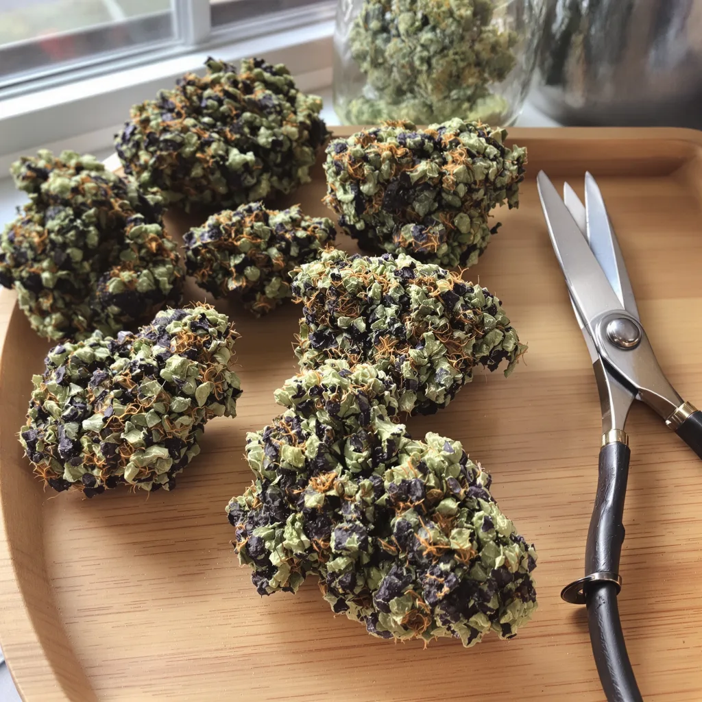 Jager 70% indica / 20% sativa — flor con tricomas visibles