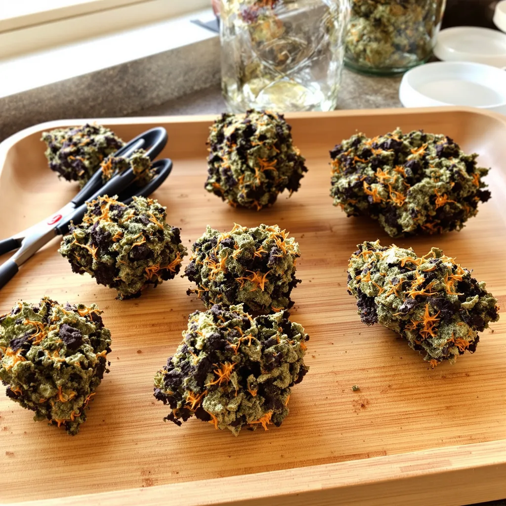 Jawa Pie 73% indica / 27% sativa — flor con tricomas visibles
