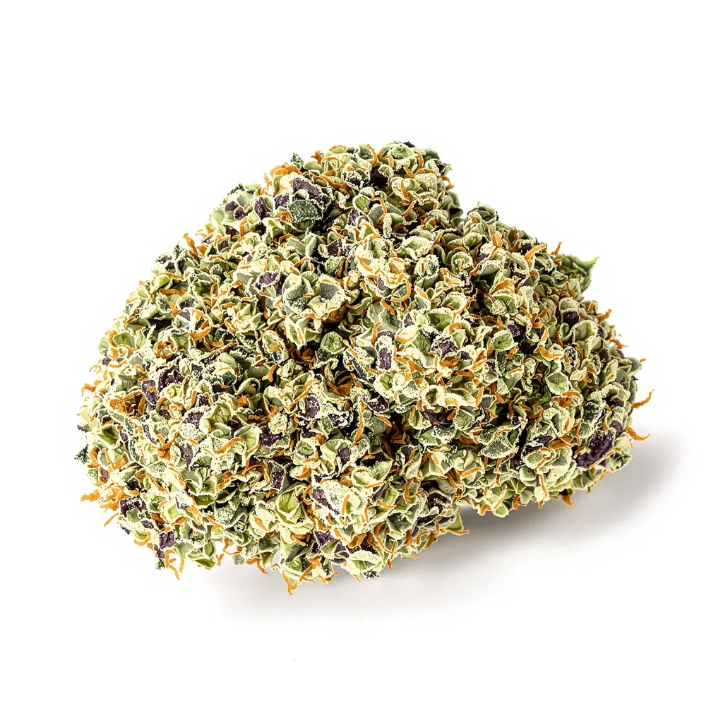 Jean Guy 40% indica / 60% sativa — flor con tricomas visibles