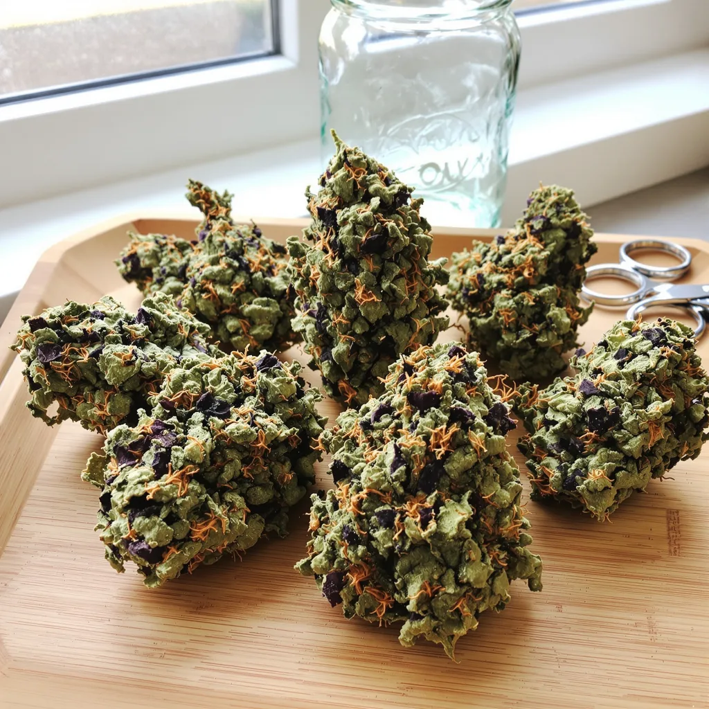 Jedi Cookies 72% indica / 28% sativa — flor con tricomas visibles