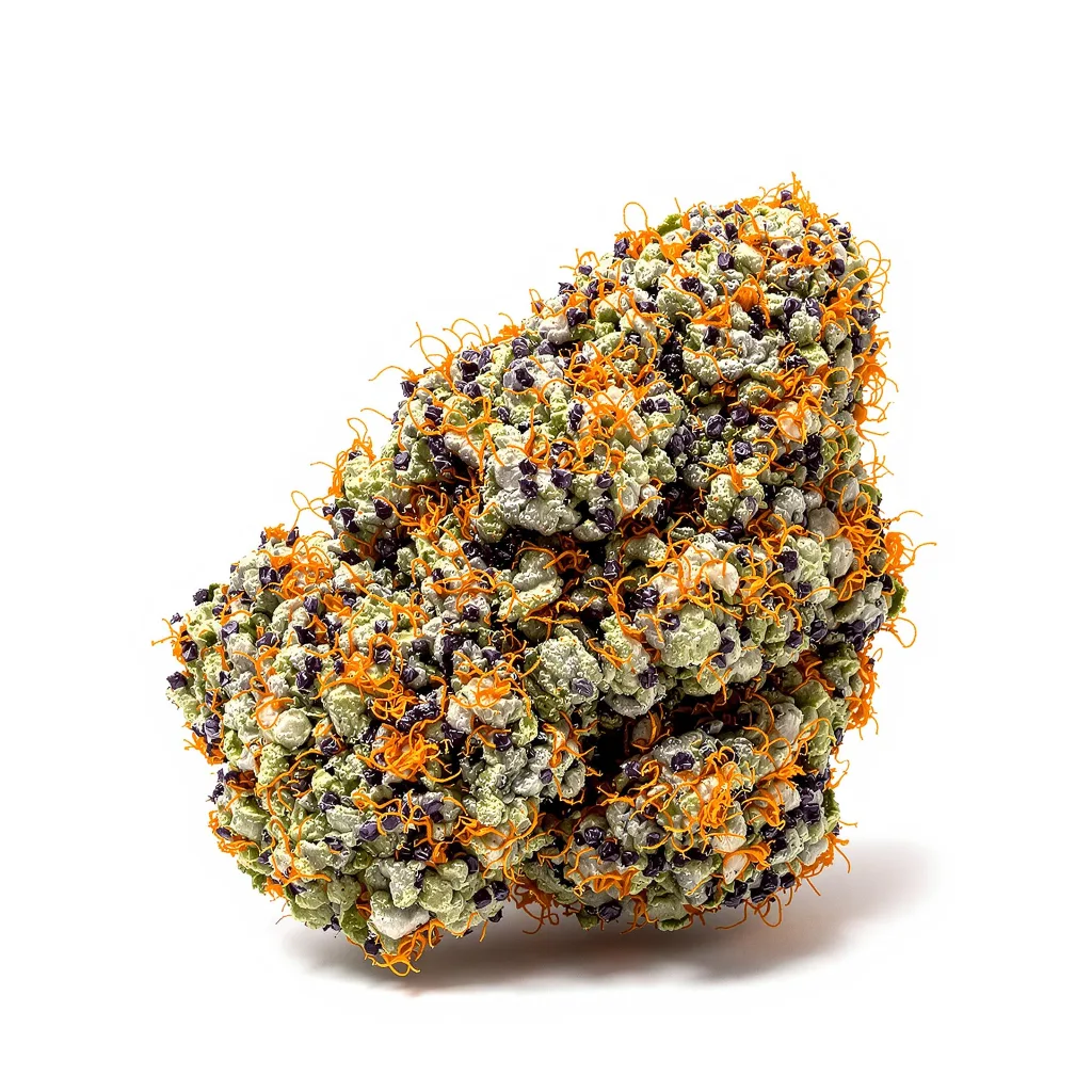 Jedi Cookies 72% indica / 28% sativa — flor con tricomas visibles