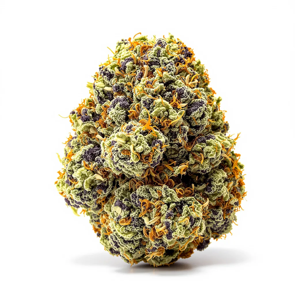Jedi Kush 90% indica / 50% sativa — flor con tricomas visibles